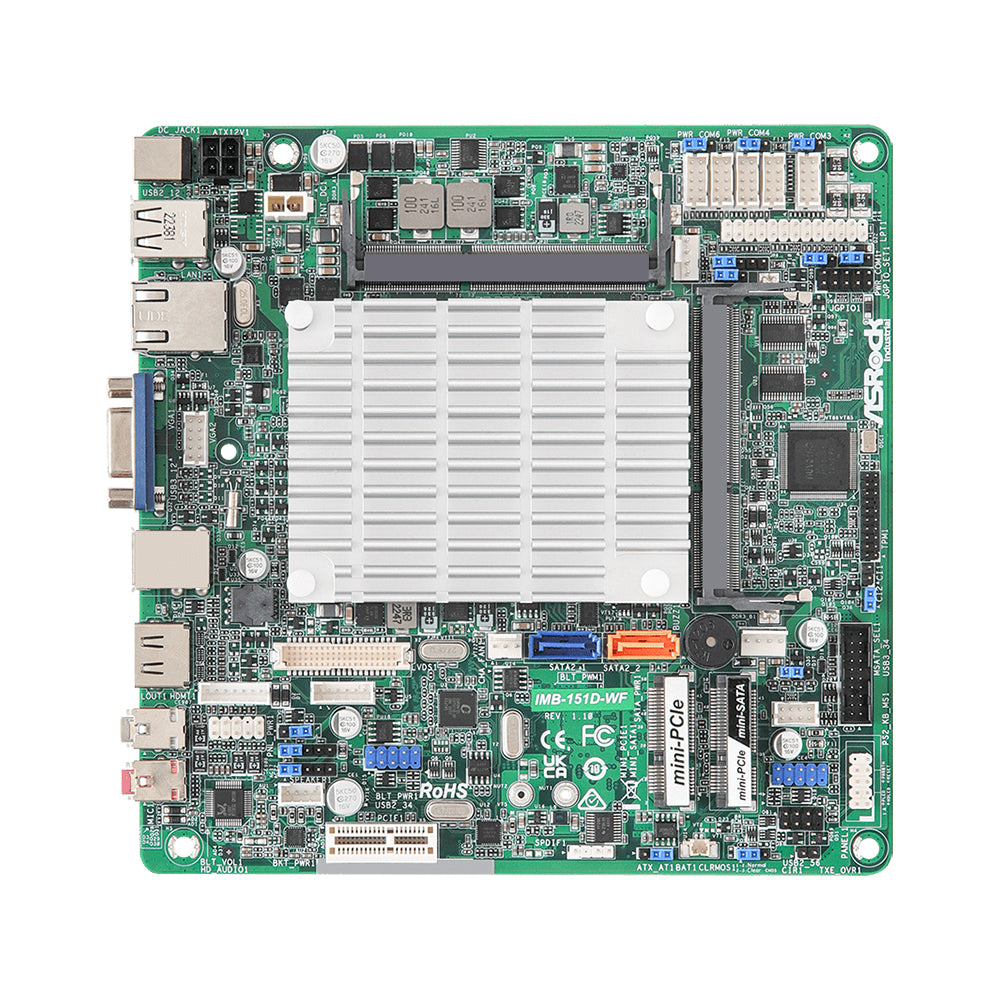 ASRock IMB-151D-WF Intel Celeron J1900 Industrial Thin Mini-ITX Motherboard  w/ Wide Voltage 9-19 V DC-in