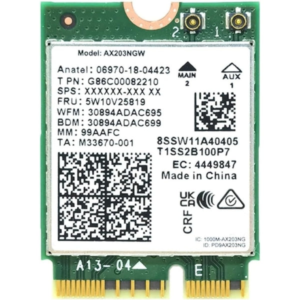 Intel AX203 WiFi 6 and BT 5.2 M.2 2230 CNVio2 Module, 802.11ax - AX203.NGWG.NV