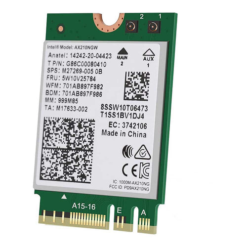 Intel AX210 WiFi 6 and Buletooth 5 M.2 2230 Module, 802.11ax - AX210.NGWG.NV