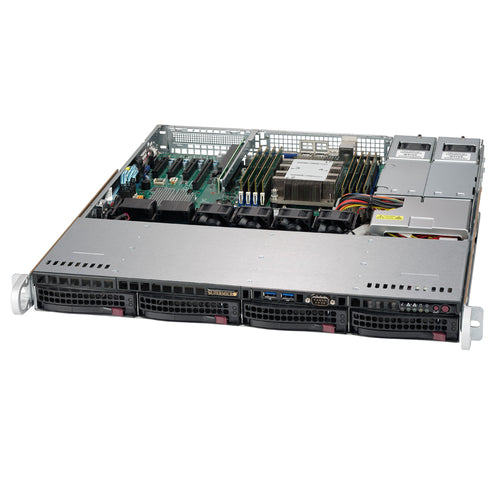 Supermicro SuperServer 5019P-MTR 1U Rackmount Barebone Server with Dual 10G Ethernet, IPMI, 4 x 3.5" Drive Bays, 1 x M.2, Redundant PSU, Single Socket P Intel Xeon Purley CPU
