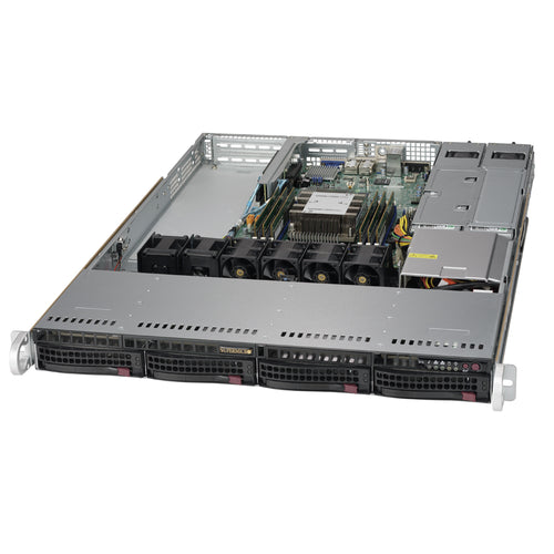 Supermicro SuperServer 5019P-WTR 1U Rackmount Barebone Server with Dual 10G Ethernet, IPMI, 4 x 3.5" Drive Bays, 1 M.2 NVMe, Redundant PSU, Single Socket P Intel Xeon Purley CPU