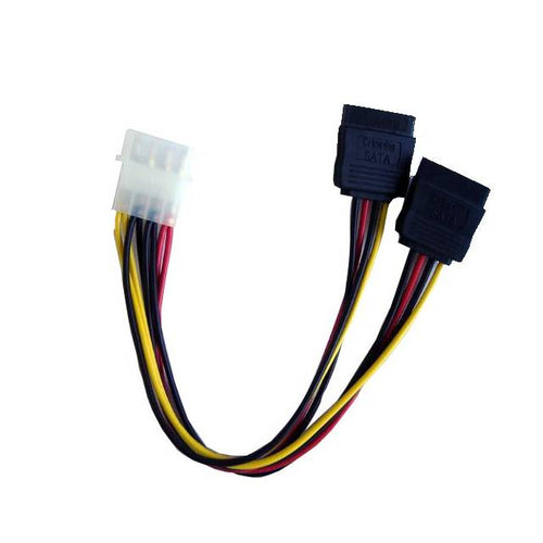 4-Pin Molex Male Connector to Two SATA Female Power Connector