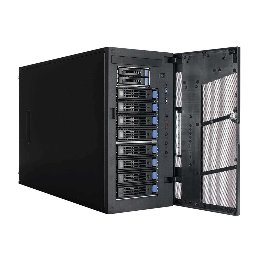 InWin IW-MS08 8-Bay Mini Server Tower Chassis, 4 x PCIe slots, 500W PS ...